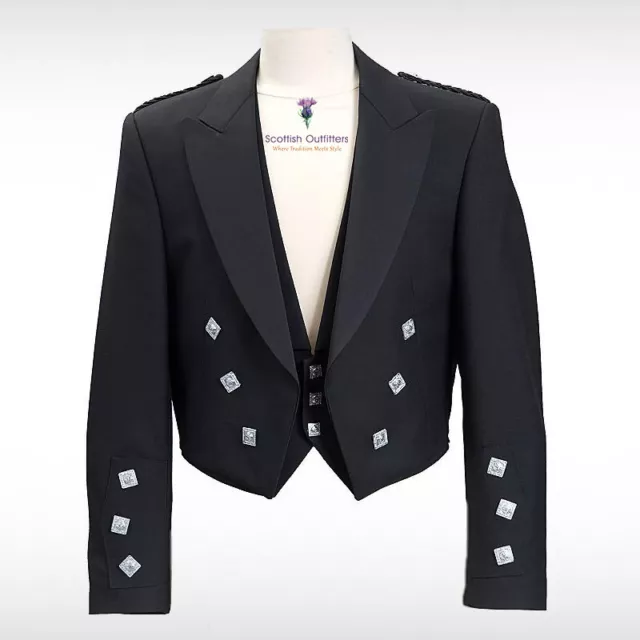 prince Charlie kilt jacket with waistcoat in 100% wool Ex hire