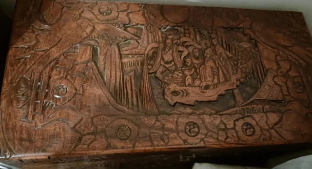 Chinese Carved Chest orginal from hong kong proceeds goto funeral expense ty