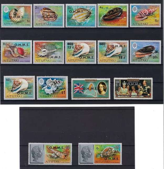 Aitutaki 1978-79 - Sea Shells Definitives - OHMS (Officials) Set of 16 - MNH