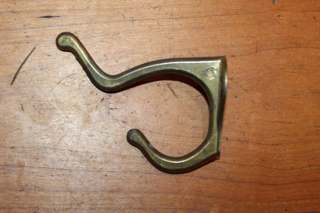Antique Vintage Coat Hat Closet Brass Plate on Pot Metal Hook O-54