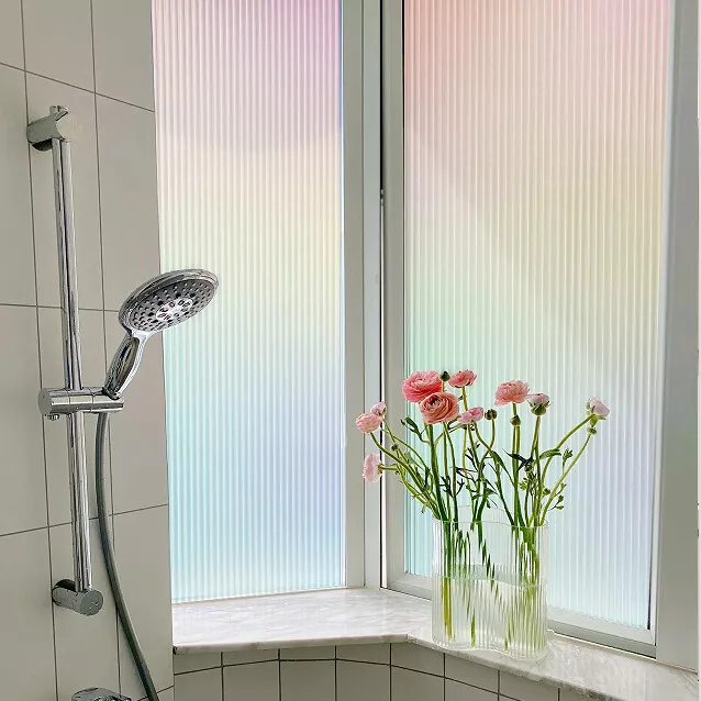 Película de privacidad para ventana pegatina de vidrio esmerilado degradado arco iris baño decoración del hogar