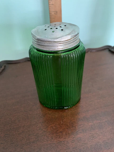 Vtg Dark Green Muffineer Depression Glass Salt Shaker Hoosier Owens