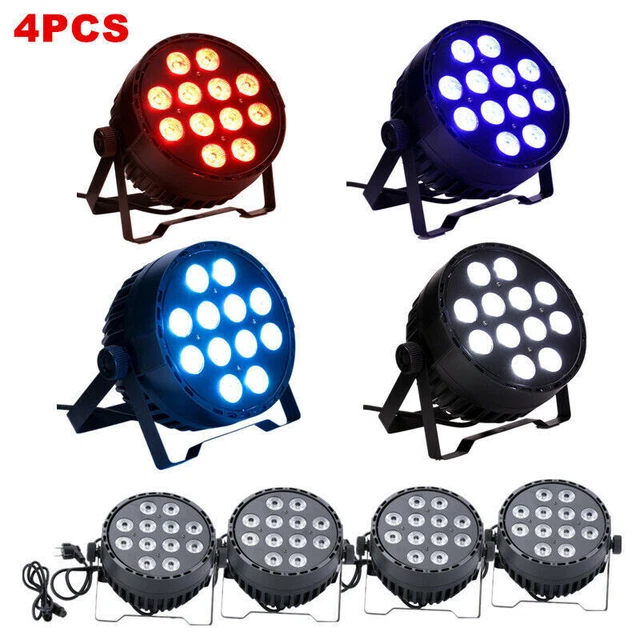 4 Pack 120W LED PAR 64 Stage DMX Lighting RGBW DJ Disco Party Wedding Uplighting