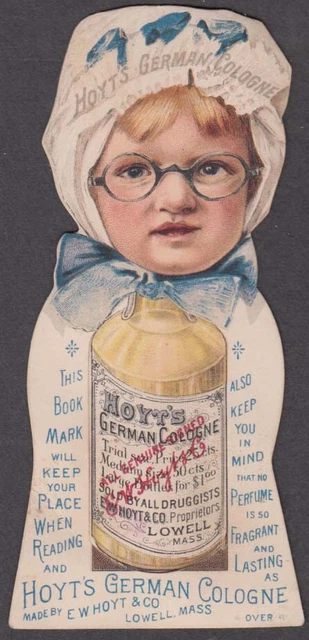 Hoyt's German Cologne trade card bookmark Lowell MA Rubiforam for Teeth