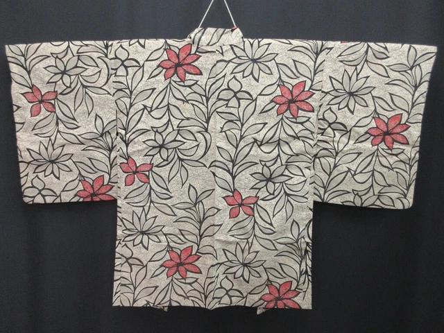 8036N3 Silk Vintage Japanese Kimono Haori Jacket Flower