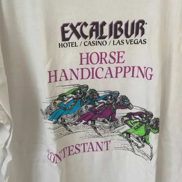 VINTAGE EXCALIBUR HOTEL Casino Las Vegas Horse Racing Logo Shirt Mens ...