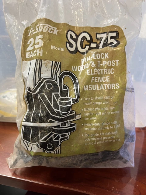 15 PACK - Fi-Shock PIN-LOCK - SC-75-  WOOD & T-Post Insulator " YELLOW NOS
