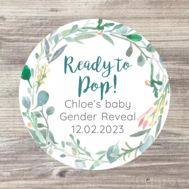 48 x Baby Shower Gender Reveal Personalised Stickers, Ready to Pop, Neutral