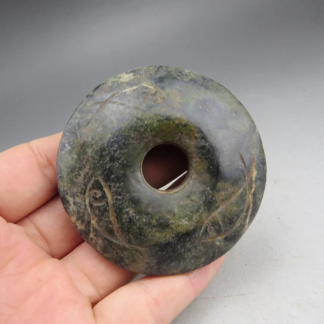Chinese,jade,Hongshan culture,natural jade,Black magnet,choi,pendant  D952