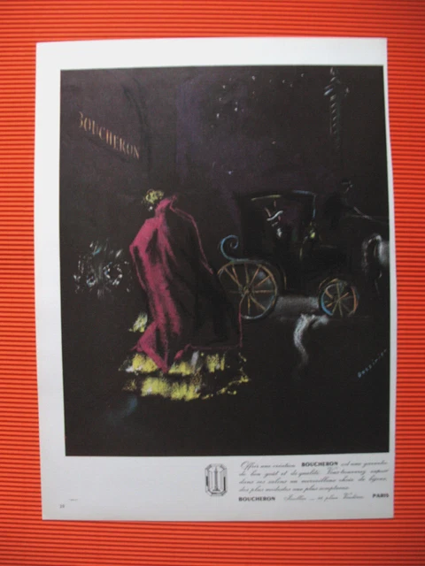 Publicite De Presse Boucheron Joaillier Bijoux Illustration Dessirier Ad 1954