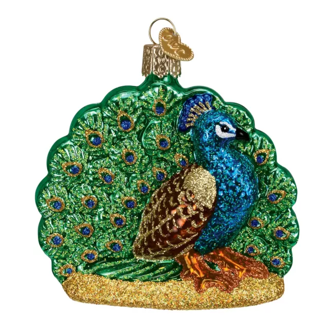 Old World Christmas PROUD PEACOCK (16074) Glass Ornament w/Box