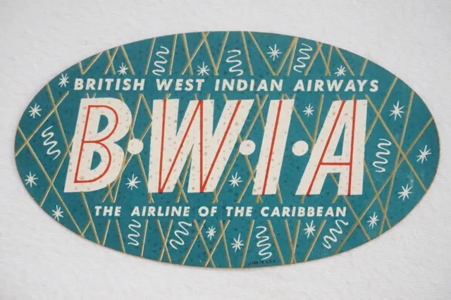 British West Indian Airways BWIA Airline of the Caribbean Airline Luggage Label