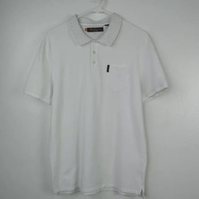 BEN SHERMAN POLO Shirt Medium White Pocket Short Sleeve Mens $19.99 ...