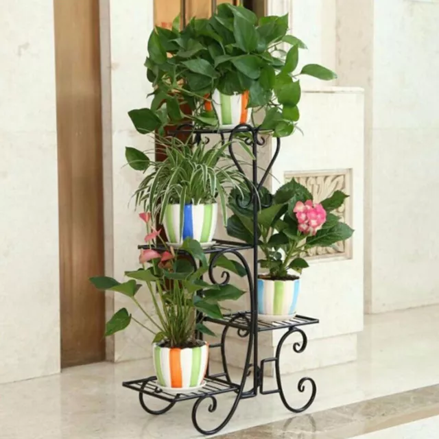 4Tier Metal Plant Stand Home Indoor Outdoor Garden Flower Pot Shelf Display Rack