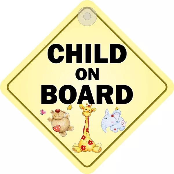 Child On Board Car Window Child Safety Sign with Suction Cup