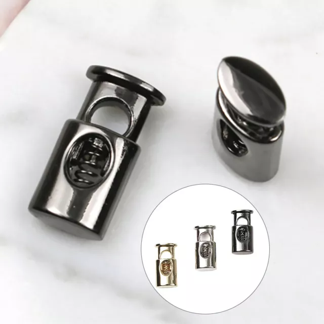 10Pcs Round Cord Stopper Spring Lock End Toggle Fastener for Shoelace Garment