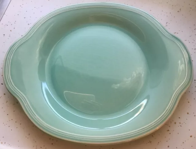 Vtg Edwin Knowles ‘Deanna’ Pale Leaf Green 11” Oval Handled Platter Cake Plate