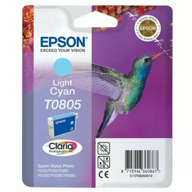 New Epson T0805 Light Cyan Ink Cartridge Stylus Photo PX720WD/PX720WD