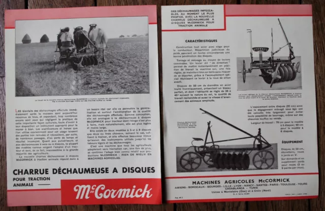 "Mc Cormick",Charrue Dechaumeuse,Années 30, Hardy,Machine Agricole,Superbe Etat