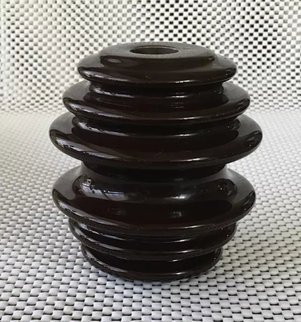 Vintage Brown Porcelain Insulator ~ Large ~ Telephone ~ Unmarked ~ Great