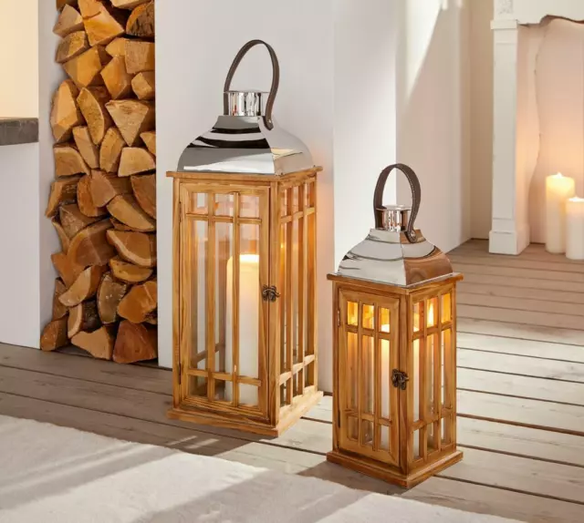 Laterne Groß Windlichter Kerzenhalter Kerzenständer Teelichthalter Deko Holz XL