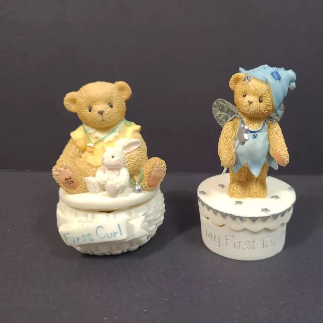 2 Cherished Teddies First Curl and My First Tooth Trinket Box  Enesco Figures