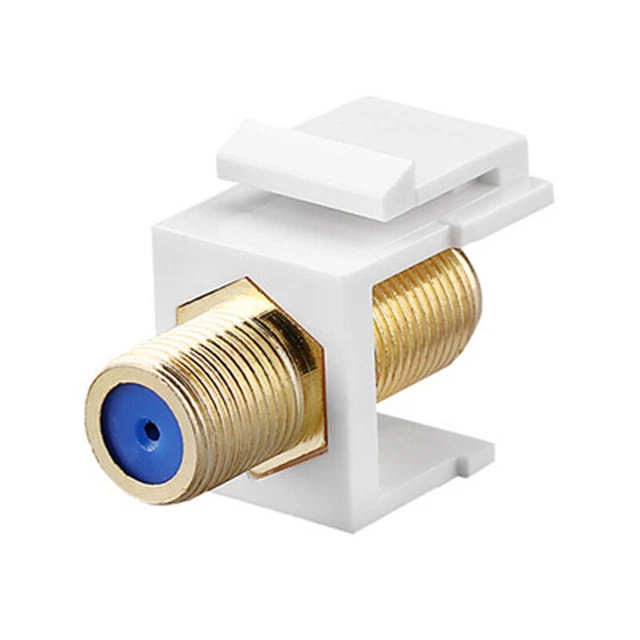 5-Pack F-81 Coax Keystone Jack Couplers – RG6 Cable TV Connector, Snap-In, White