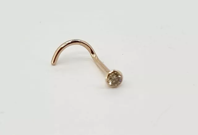 18ct rose Gold Natural Champagne Diamond Nose Stud Ring Pin 0.02ct  jewellery