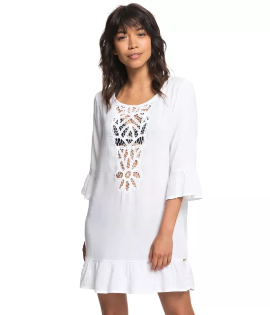 Roxy Women's Standard Goldy Soul Long Sleeve Cover-Up Dress, White size XS