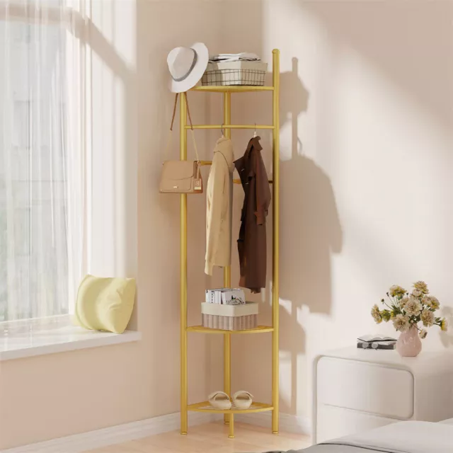 Strong Corner Gold Metal Clothing Racks Freestanding Hanging Clothes Coat Rack