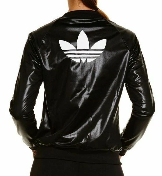 US 4 adidas Originals Women s SUPERGIRL wet look TRACK JACKET