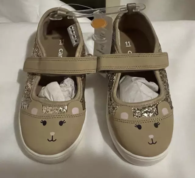 Carters Cat Face Glitter Side Maryjane Little Girls Shoes Size 11 New