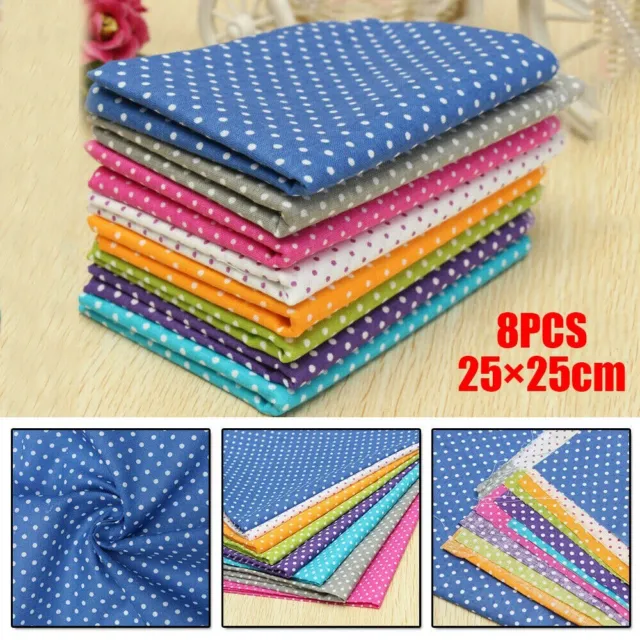 8 PCS Tissu coton Multi Color 25 * 25cm Assortiment Prédécoupés DIY Confection