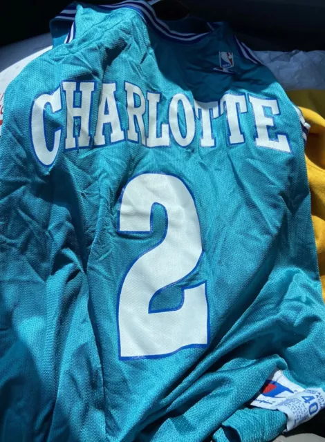 Old Larry Johnson Charlotte Hornets NBA Champion Basketball Jersey & UNLV Hat