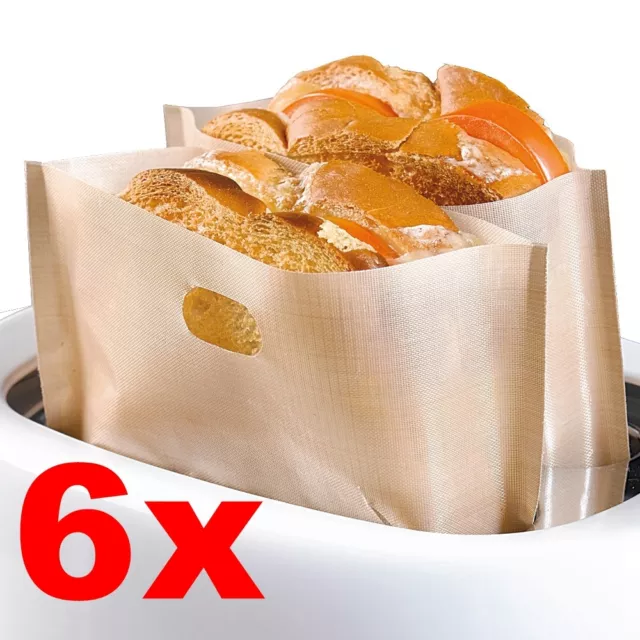 6x Reusedable Toast Bag Toaster Bag Toasty Bread Toasty Pocket 6.7x7.5" AU Post