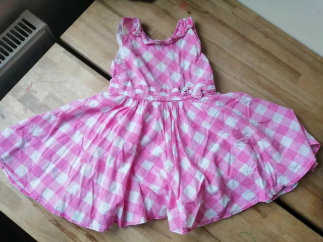 Matalan Baby Girls Pink White Check Gingham Lined Dress 12-18 months 100% Cotton