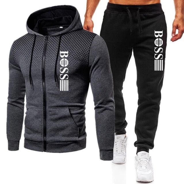 BOSS Mens Full Zip Tracksuit Hoodie Jogger Jacket Pants Set 2024