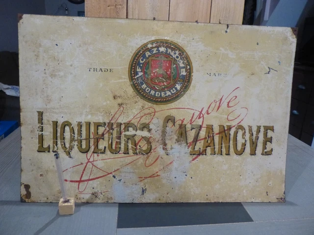 PLAQUE EMAILLEE NO EMAIL LITOGRAPHIEE LIQUEUR CAZANOVE 51 x 34 cm