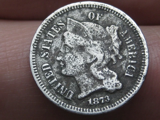1873 Three 3 Cent Nickel- Open 3, Fine Details