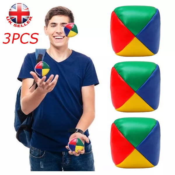 3Pcs Juggling Balls Circus Clown Coloured Juggling Balls Soft Juggle Ball Toy UK