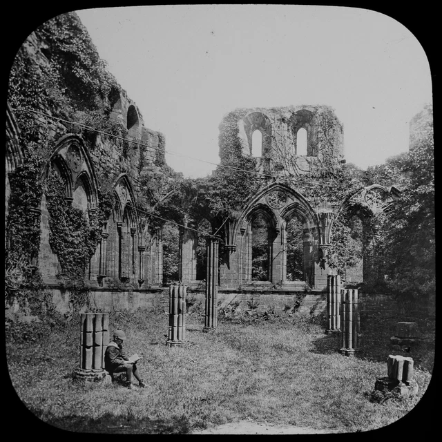 CHAPTER HOUSE FURNESS ABBEY C1887 Magic Lantern Slide LAKE DISTRICT PHOTO