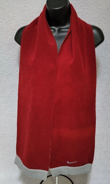 Nike Boys Girls Burgundy Gray Fleece Scarf Wrap Size 8 to 20