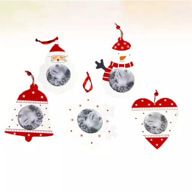 5 Pcs Christmas Decorations Picture Frame Ornaments for Tree Pendant Crafts