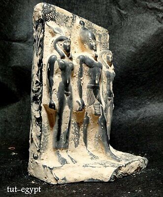 Rare ANCIENT EGYPTian ANTIQue  OSiris and Nephthys and Isis STATUe STONE BC