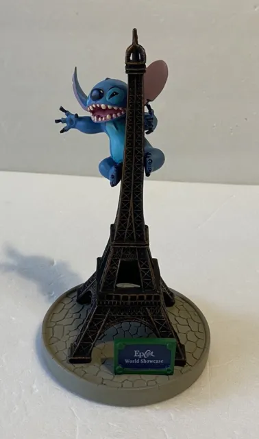 Disney Parks Epcot France Stitch Figurine on Eiffel Tower  8" MINT Condition