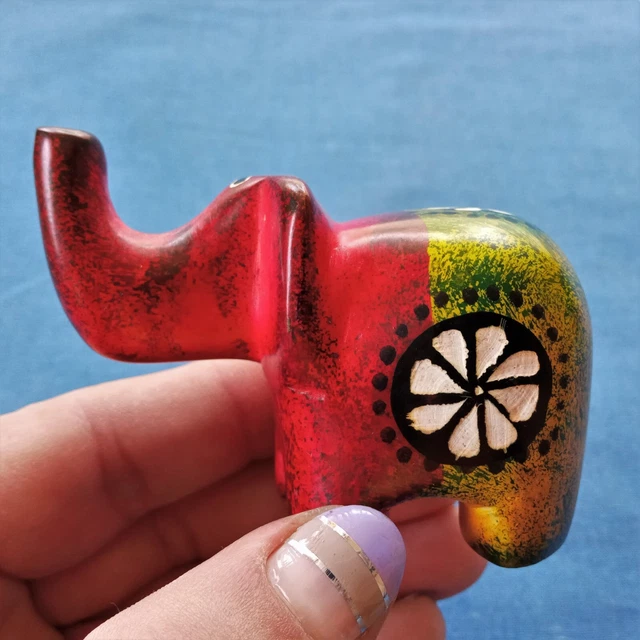 Hand-carved Elephant figurine Kisii soapstone sculpture - Kenya Africa 145g
