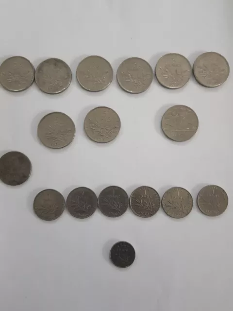 1 lot de 16 pièces de monnaie ( Francs )