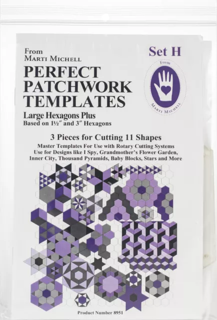 Marti Michell Perfect Patchwork Template-Set H Large Hexagon Set 3/Pkg 8951M