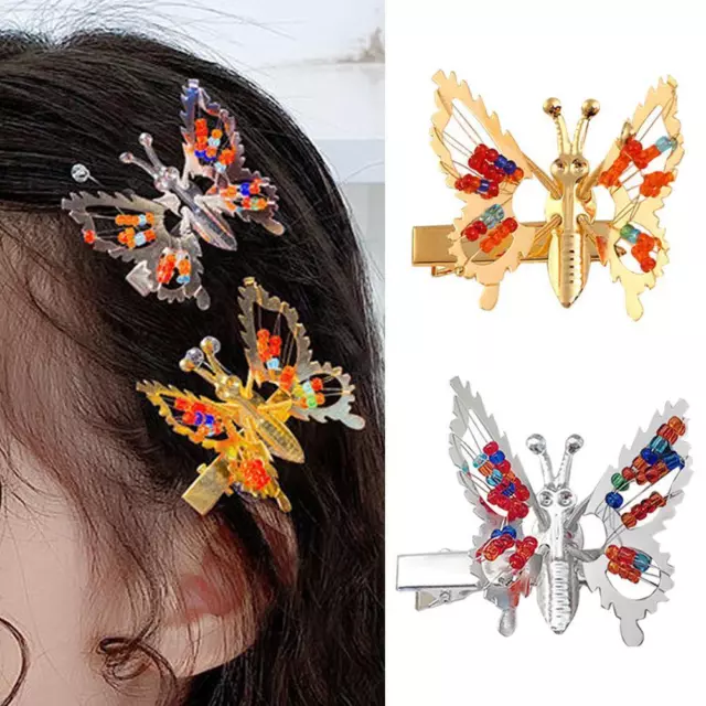 Eleganti clip per capelli farfalla colorate per ragazze volanti lucide U7Q0