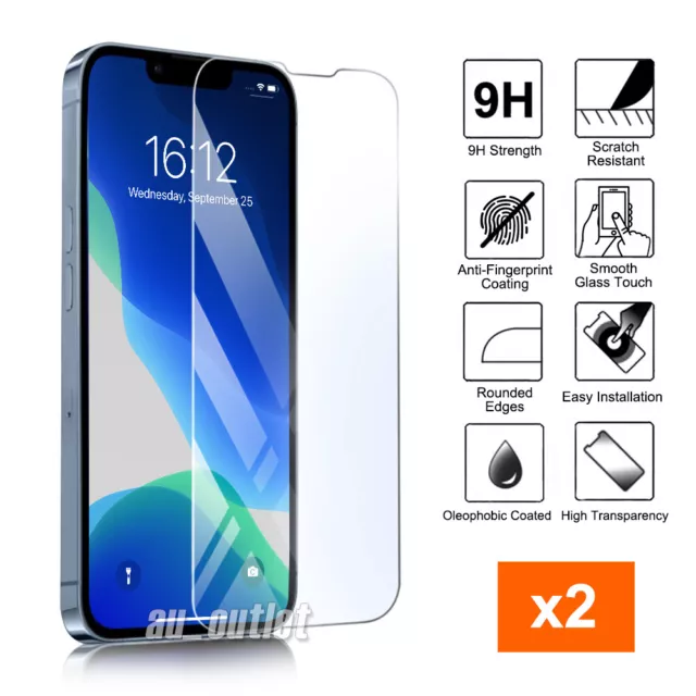 2X Tempered Glass Screen Protector For iPhone 15 14 13 12 11 Pro Max PLUS X XR 8